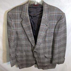 Hart Schaffner Marx Men’s Dress Blazer Sz 45R Gray Plaid 100% Cashmere Business